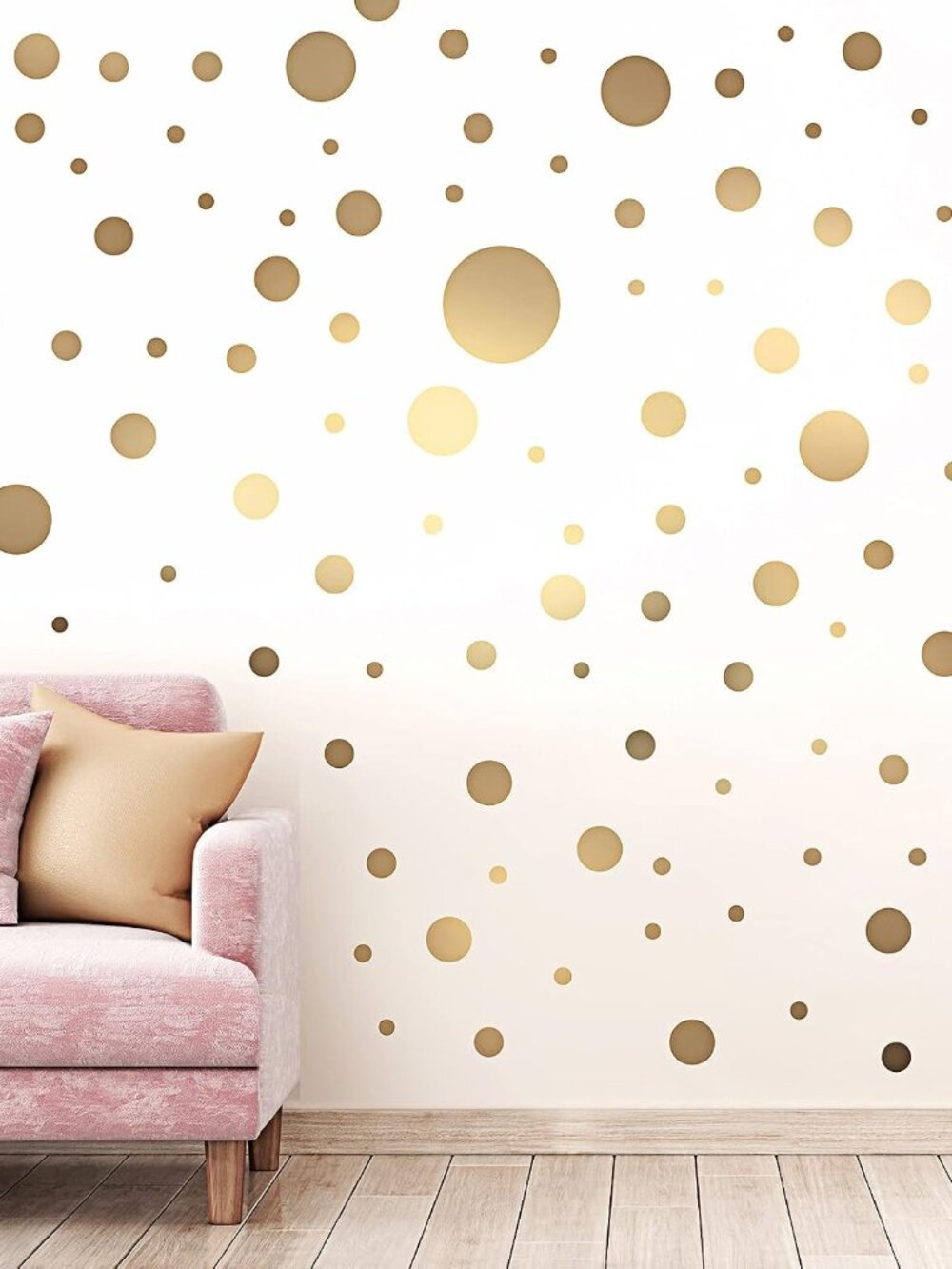 264 Pcs Polka Dot Wall Stickers Peel and Stick Vinyl Circle Gold